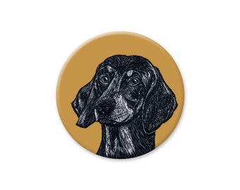 Round dachshund magnet