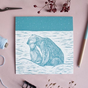 Carte postale carrée avec deux ours polaires, illustration animalière