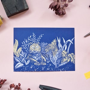 Carte postale tigre, illustration animalière pour les amoureux de la nature