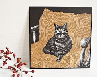Postcard Cat on a pillow