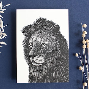 Lion de carte postale, illustration animale