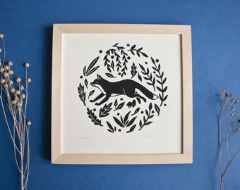 Black Fox, Original linocut