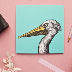 Carte postale Pélican, illustration d'oiseau pour les amoureux de la nature