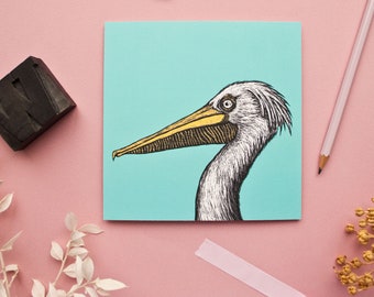 Postkarte Pelikan, Vogel Illustration für Naturliebhaber