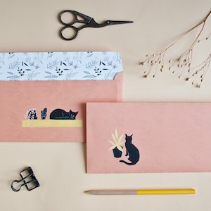 Set Briefumschläge Katzen, 10 Stück DIN lang