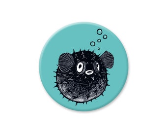 Round puffer fish magnet