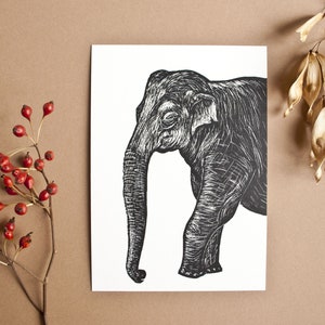 Postkarte Elefant, Tierillustration
