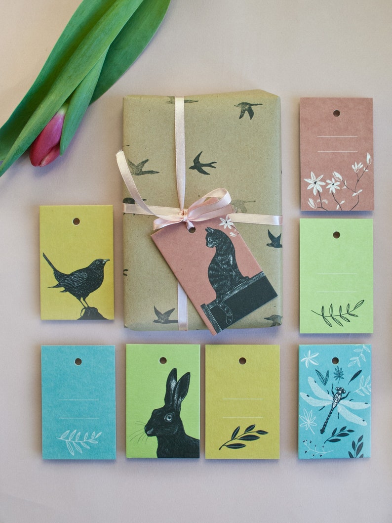 Set of 4 Gift Tags with animal illustrations image 8