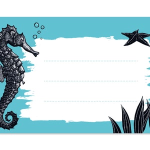 Autocollants hippocampe, lot de 10 pour cahiers, livres ou lettres