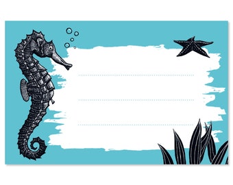 Set of 10 seahorse stickers