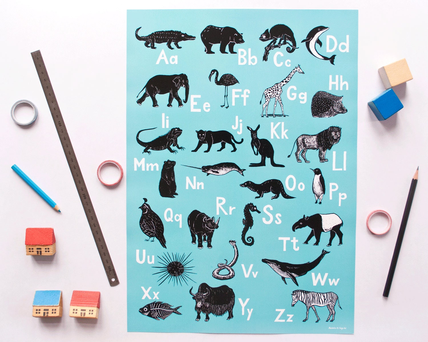 Animaux Affiches de Abc, Alphabet Anglais Des Animaux