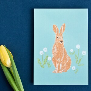 Cartolina coniglietto in formato A6, biglietto di auguri primaverile per Pasqua