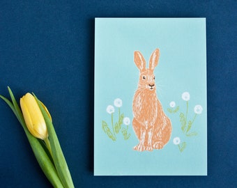 Carte postale lapin au format A6, carte de vœux printanière pour Pâques