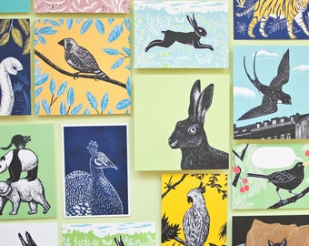 Custom postcard set - 10 postcards with animal illustrations