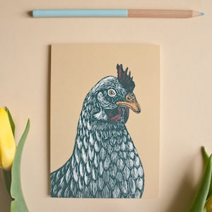 Cartolina pollo A6, illustrazione di animali uccello