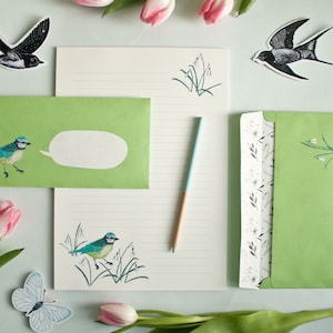Set carta da lettere Meise con un piccolo difetto, blocco lettere A4 e 10 buste