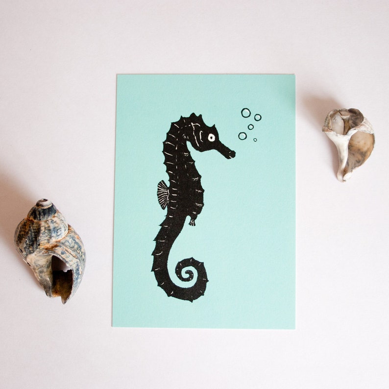 Postcard Seahorse, animal illustration image 3