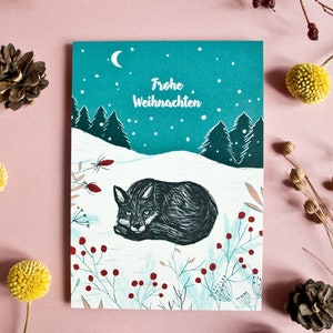 Weihnachtskarte Fuchs, Tierillustration A6 Weihnachten