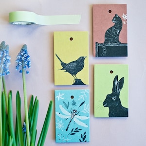 Set of 4 Gift Tags with animal illustrations image 1