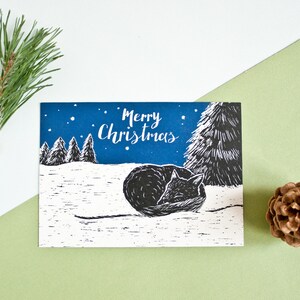Weihnachtskarte Fuchs, Postkarte Waldtier Illustration