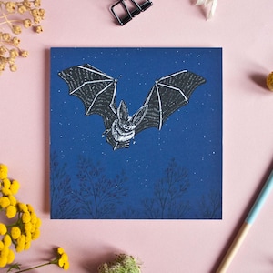 Chauve-souris de carte postale, illustration pour les amoureux de la nature