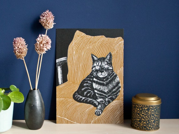 Poster Katze A4, Tierillustration