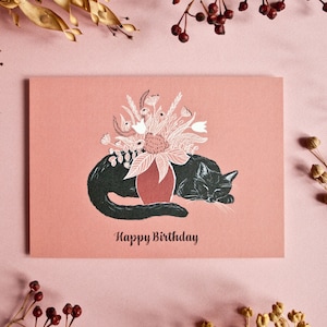 Carte d'anniversaire chat, carte postale A6