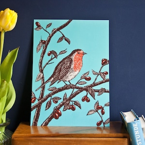 Cartel petirrojo, pájaro A4, cartel ilustrativo