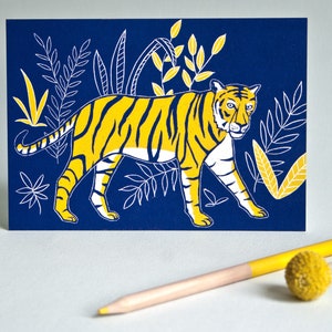 Postkarte Tiger, Tierillustration