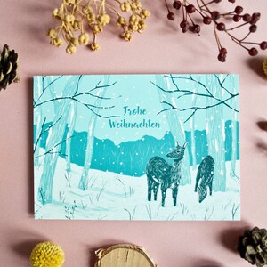Carte de Noël cerf, carte A6 illustration animalière