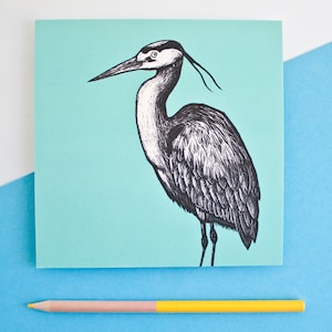 Héron de carte postale, illustration d'oiseau pour les amoureux de la nature