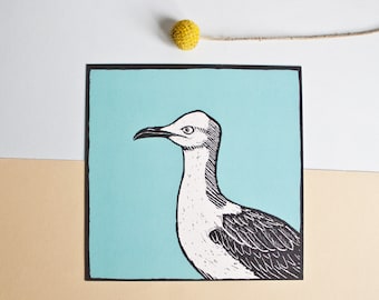 Postcard Seagull, bird illustration