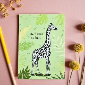 Carte d'anniversaire girafe, carte postale anniversaire