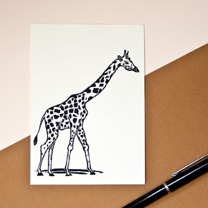 Carte postale girafe, carte de voeux illustration animal