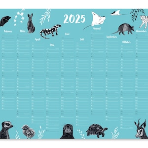 Wandkalender 2025 Tiere im A1 Format