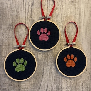 Paw  Print Cross stitch Ornament