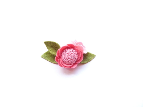 hair clip, Baby felt Headband Single flower headband or alligator clip Peach Single Felt Flower flower clip