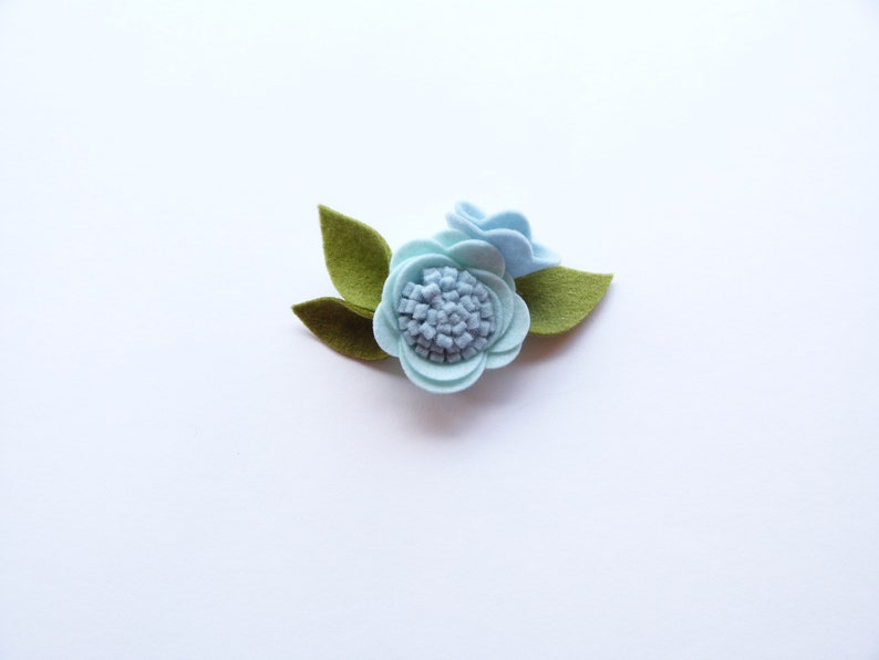 Single flower headband or alligator clip flower clip Blue Single Felt Flower,Baby felt Headband hair clip,