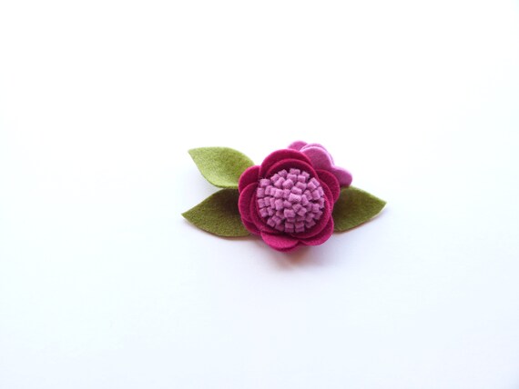 hair clip, Baby felt Headband Single flower headband or alligator clip Peach Single Felt Flower flower clip