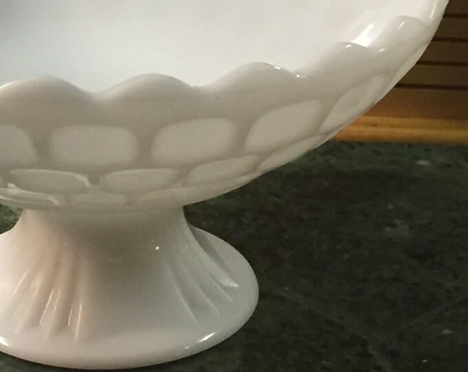 Milk Glass Compote Bowl Large Pedestal Bowl Honey Comb Etsy