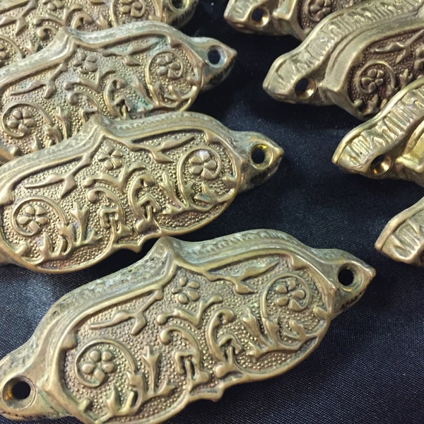 Victorian Solid Brass Cup Pull Handles, Authentic Antique Drawer pulls, Cabinet Kitchen Cupboard Door Knobs Cup Pull Ornate design