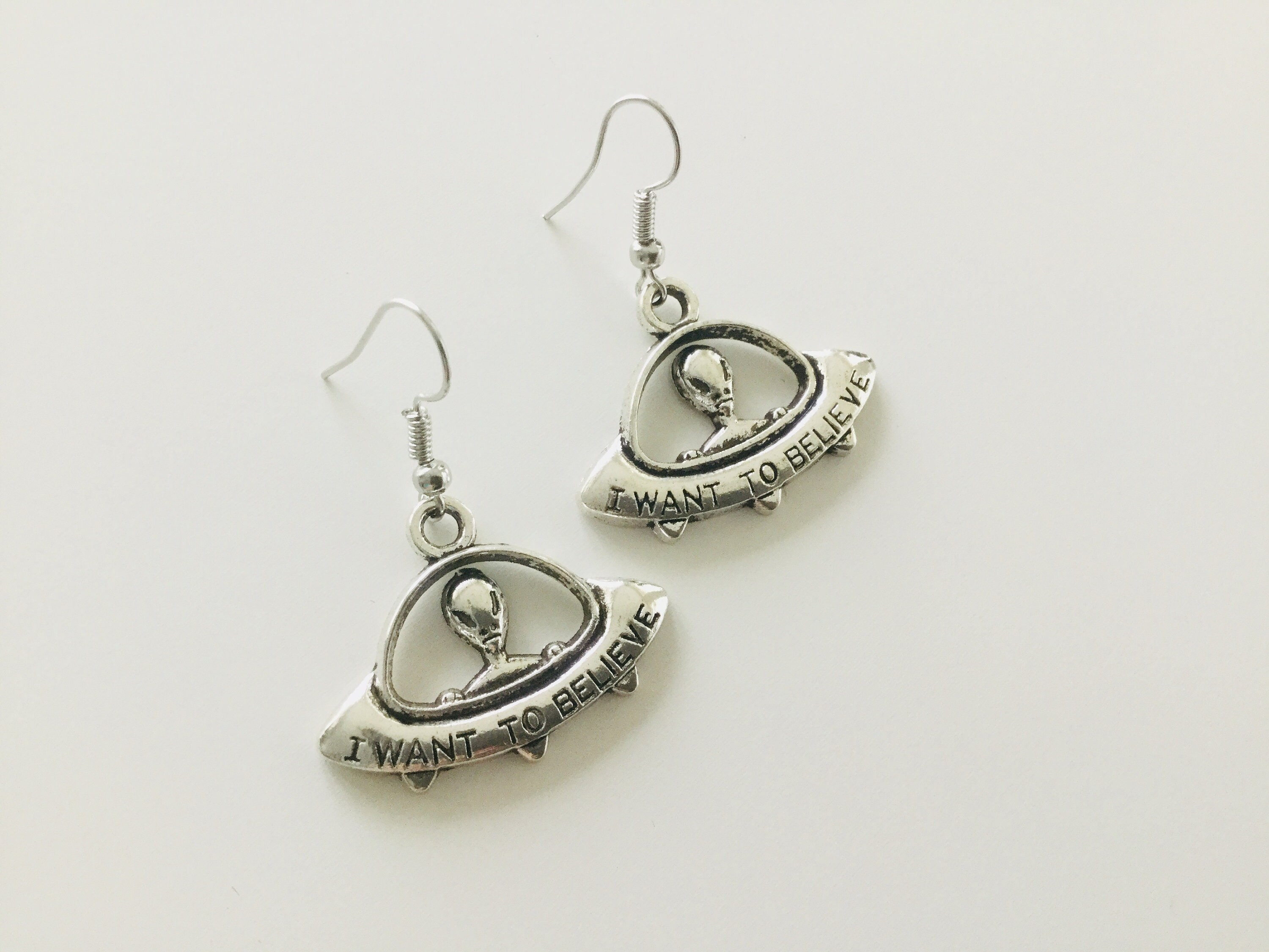 Ufo earrings dangle earrings alien earrings dangle Etsy