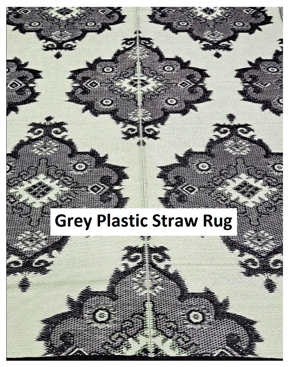 Union Rustic Recycled Patio Outdoor Plastic Straw Rug Clearance Waterproof RV Camper Rug Large Reversible Mats 9'x18' Grey Union Rustic