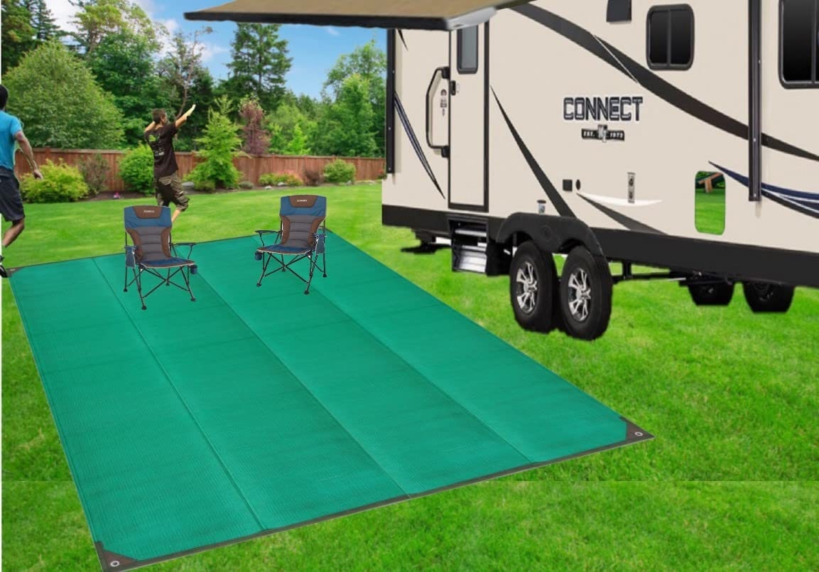 BUSA Outdoor Patio Rugs, Awning Mats, RV Patio Mats Clearance Green