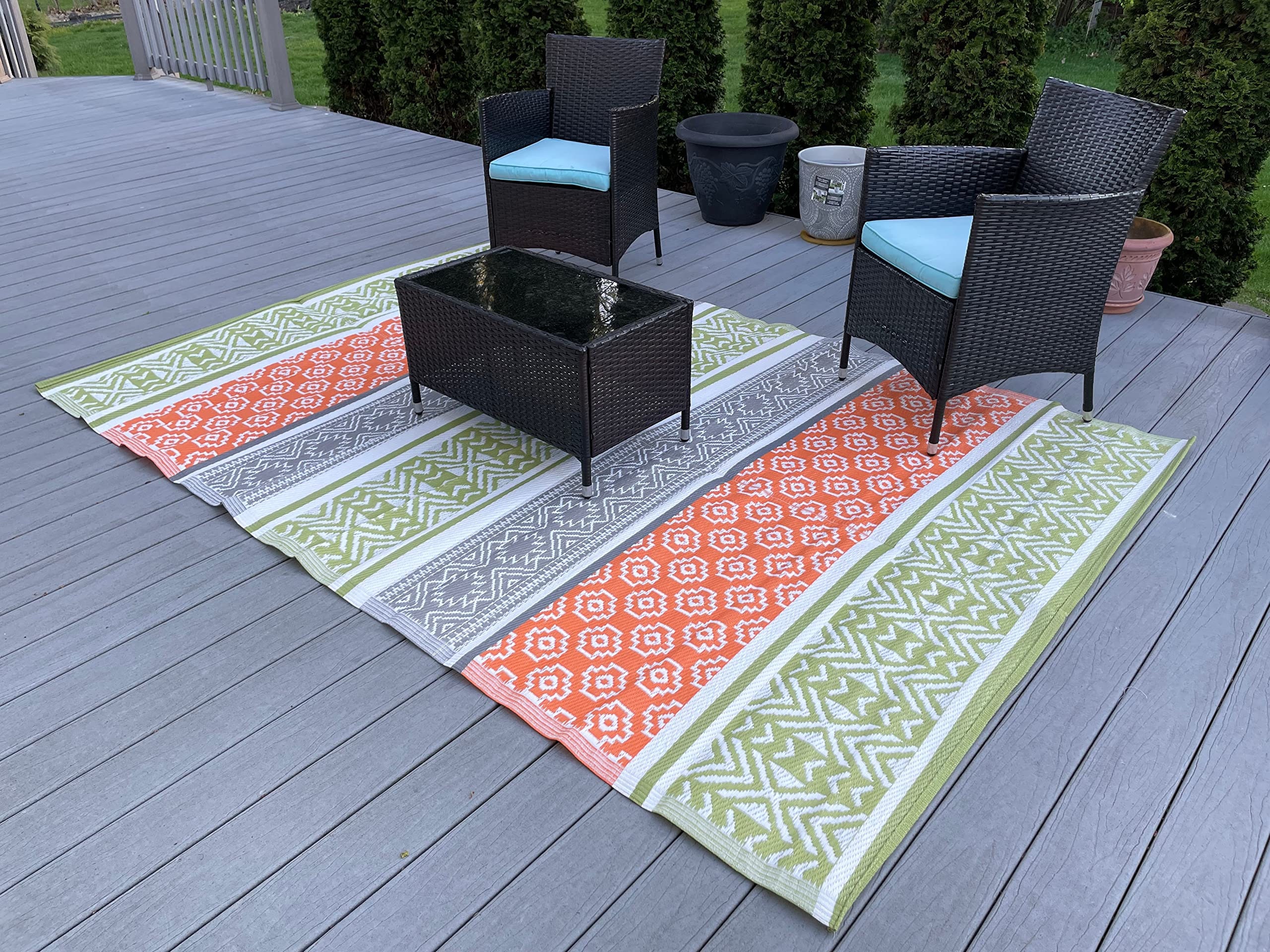BUSA Outdoor Rugs Plastic Straw Rugs Outdoor Patio Rugs 9'x18',9'x12