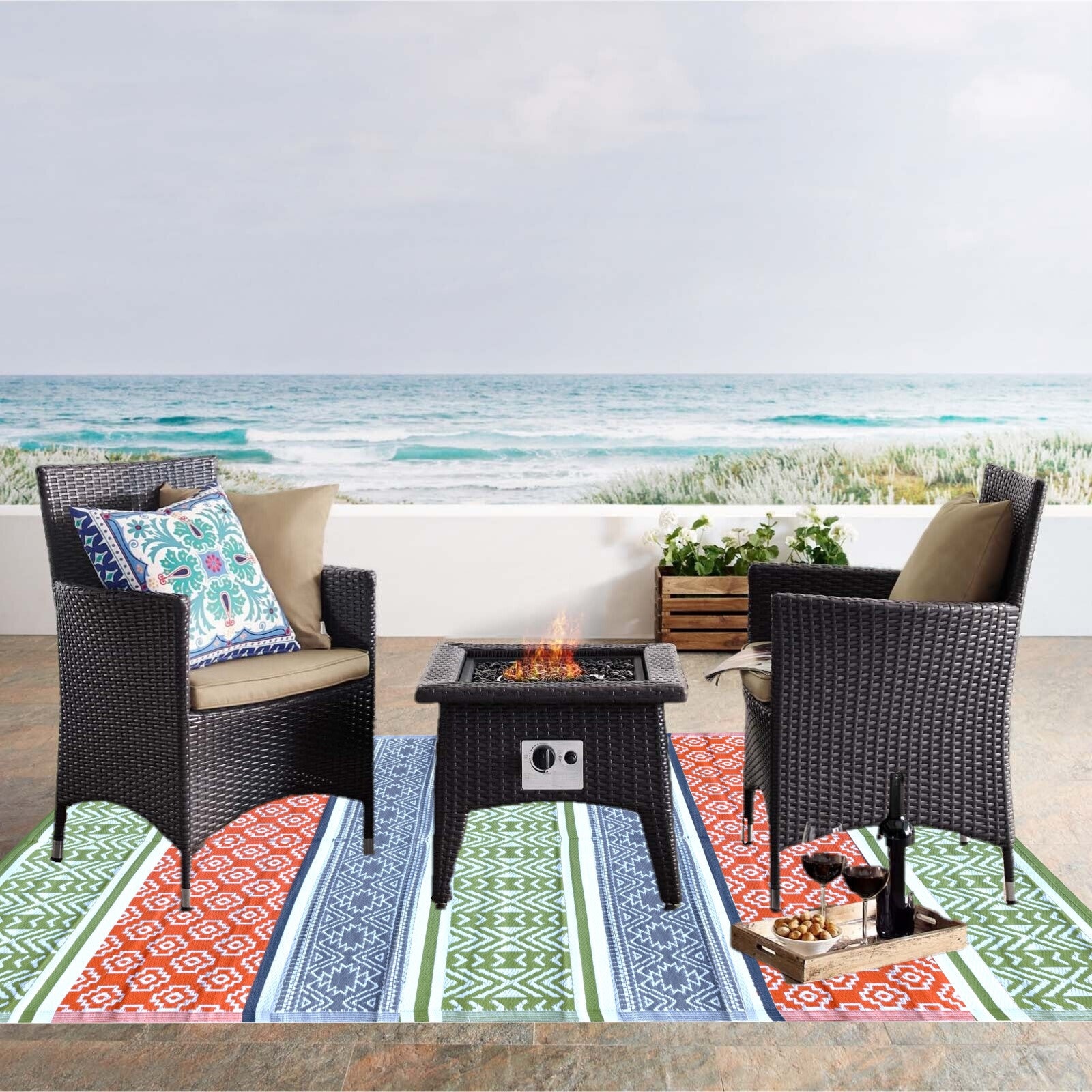 BUSA Outdoor Rugs Plastic Straw Rugs Outdoor Patio Rugs 9'x18',9'x12