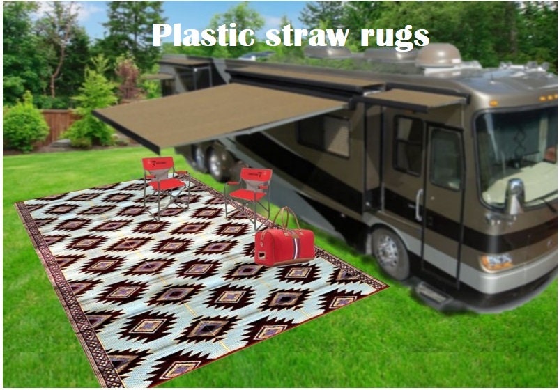 BUSA Camping Rug Recycled Plastic Straw Rug Outdoor Patio Rug