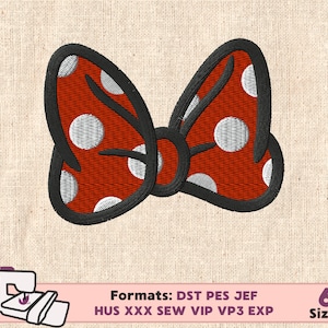MINNIE BOW EMBROIDERY design, diisneyy hair tie bow ribbon, minnie ribbon embroidery design, minnie tie embroidery design, minnie bow design