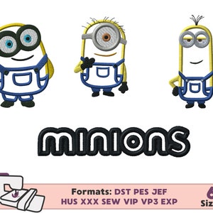 MINION APPLIQUE DESIGN, minion embroidery applique design, minion machine embroidery design bob kevin Sturat applique birthday design minion