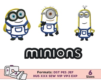 MINION APPLIQUE DESIGN, minion embroidery applique design, minion machine embroidery design bob kevin Sturat applique birthday design minion